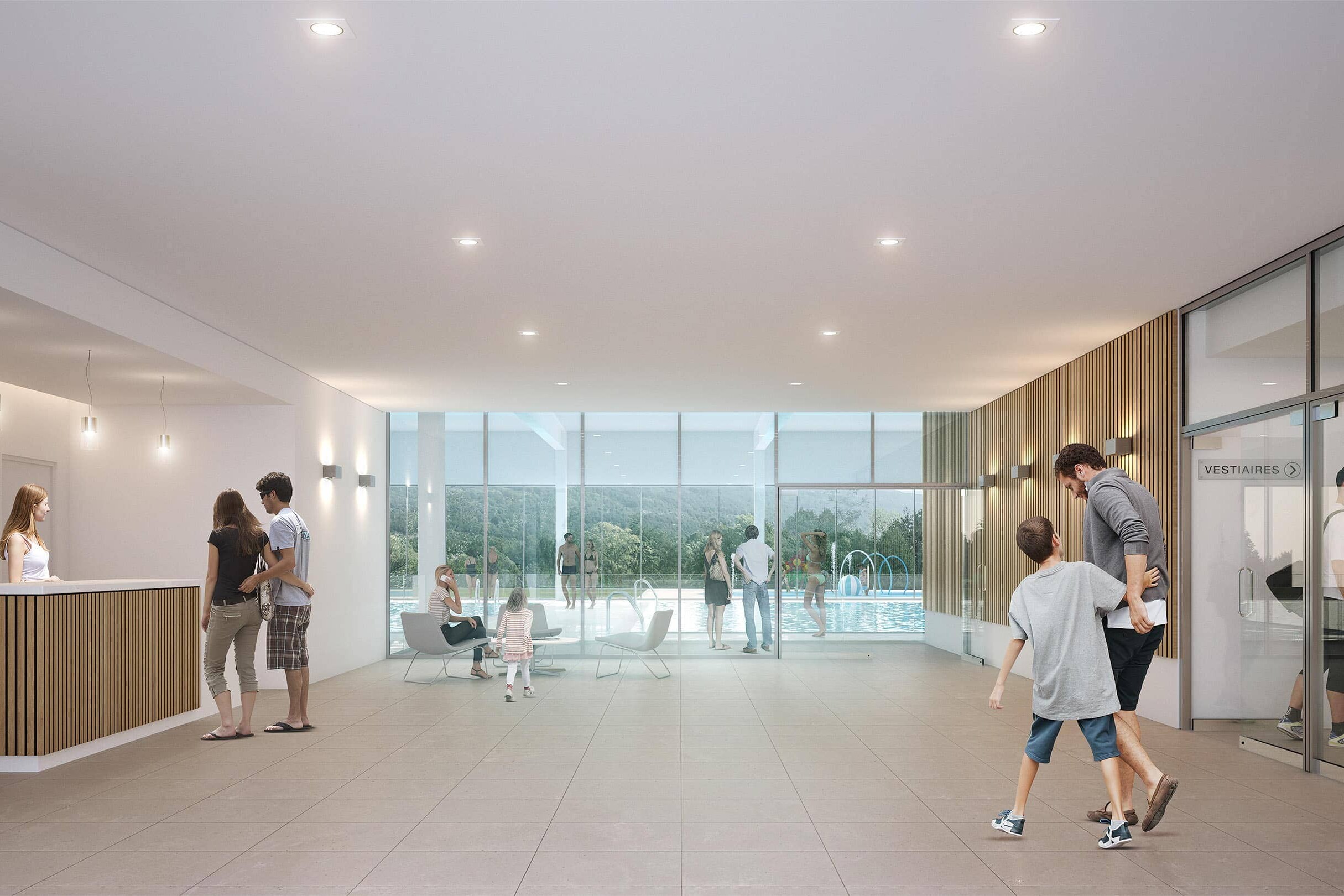 illuminens | perspective architecture 3D | image architecture | archiviz | centre aquatique bugey sud | bvl architecture