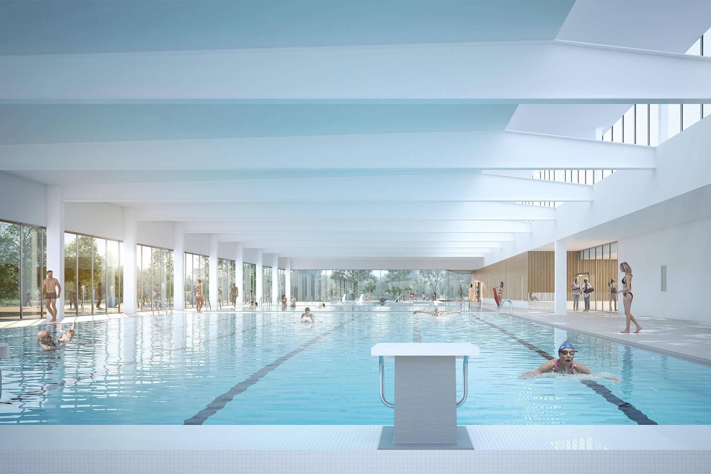 illuminens | perspective architecture 3D | image architecture | archiviz | centre aquatique bugey sud | bvl architecture