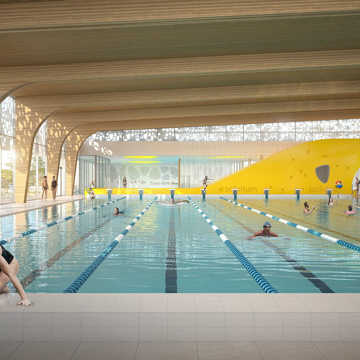 illuminens | perspective architecture 3D | image architecture | archiviz | centre aquatique evreux | coste architectures