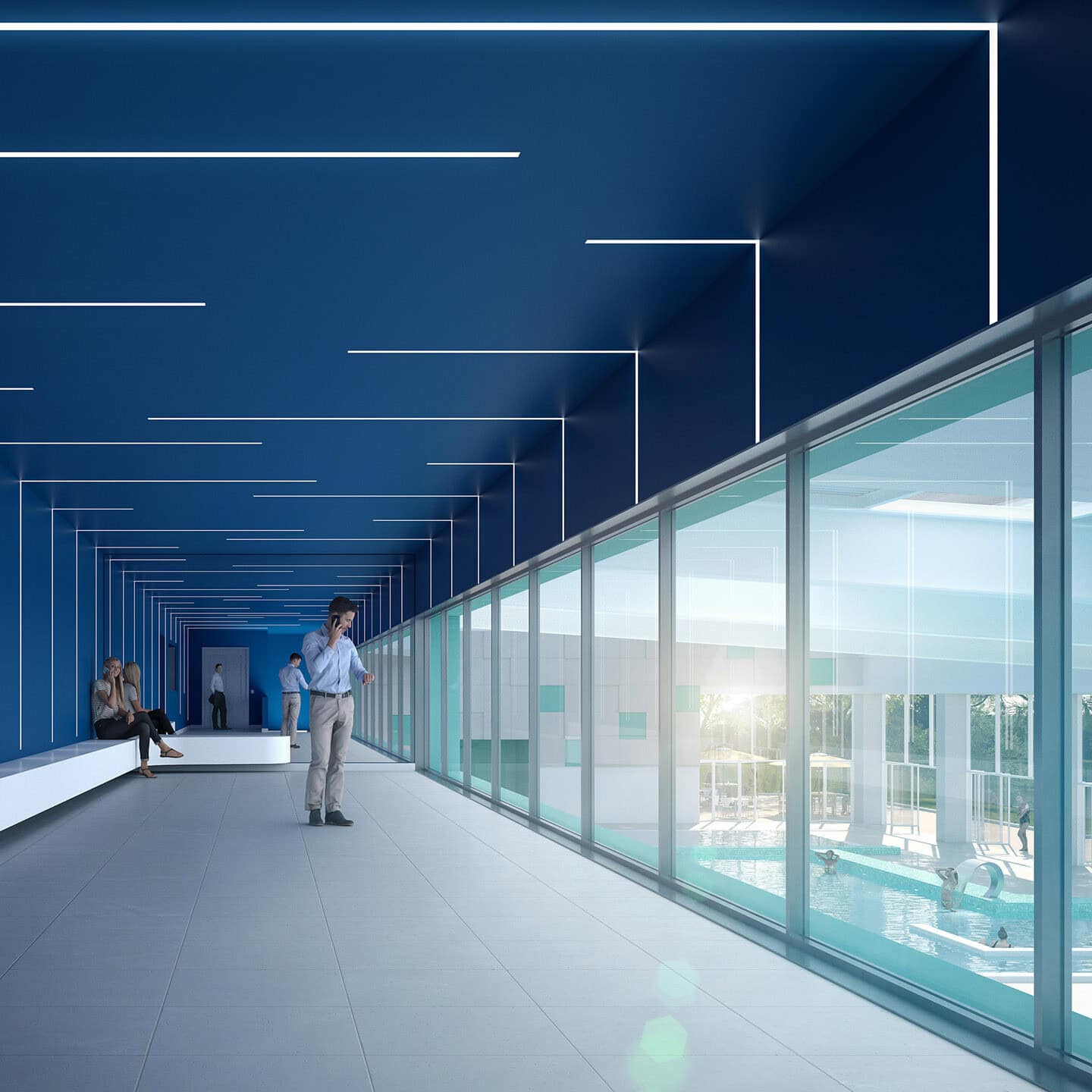 illuminens | perspective architecture 3D | image architecture | archiviz | centre aquatique la ferte-bernard | coste architectures