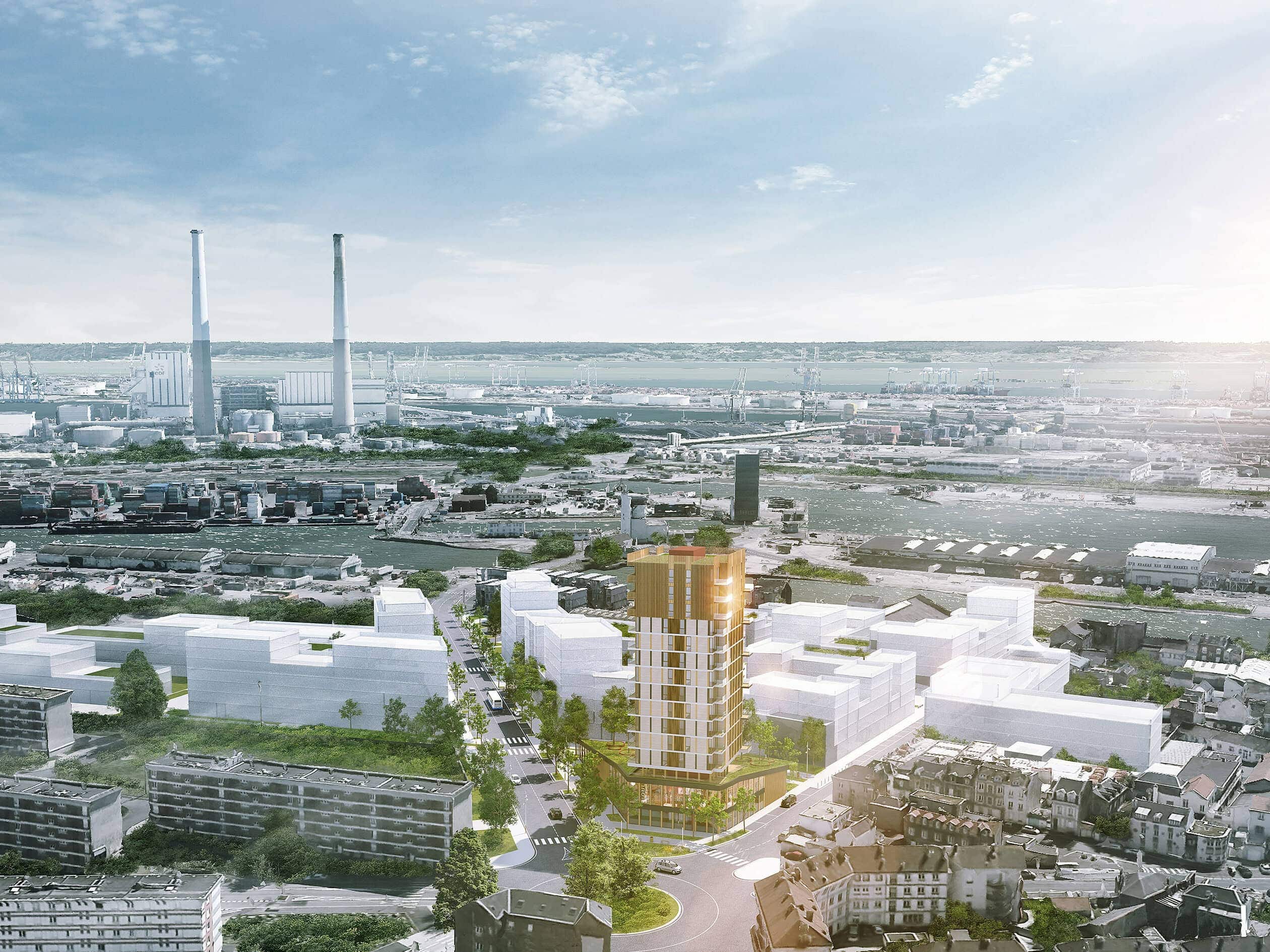 illuminens | archiviz | architectural visualization | architectural render | le havre wood up | signal tower | marie schweitzer architecture workshop