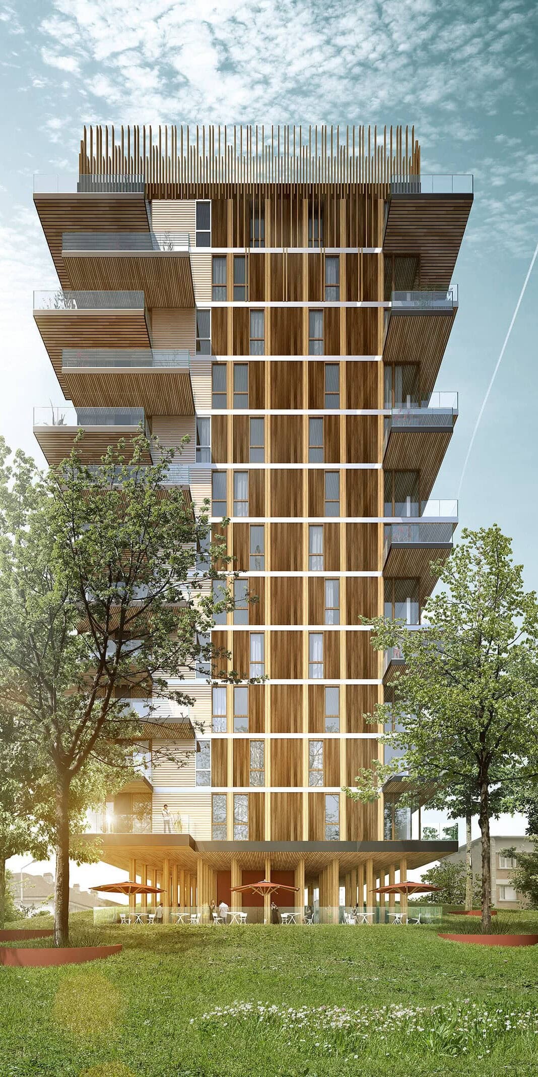 illuminens | perspective architecture 3D | image architecture | archiviz | tour signal le havre wood up | atelier architecture marie schweitzer