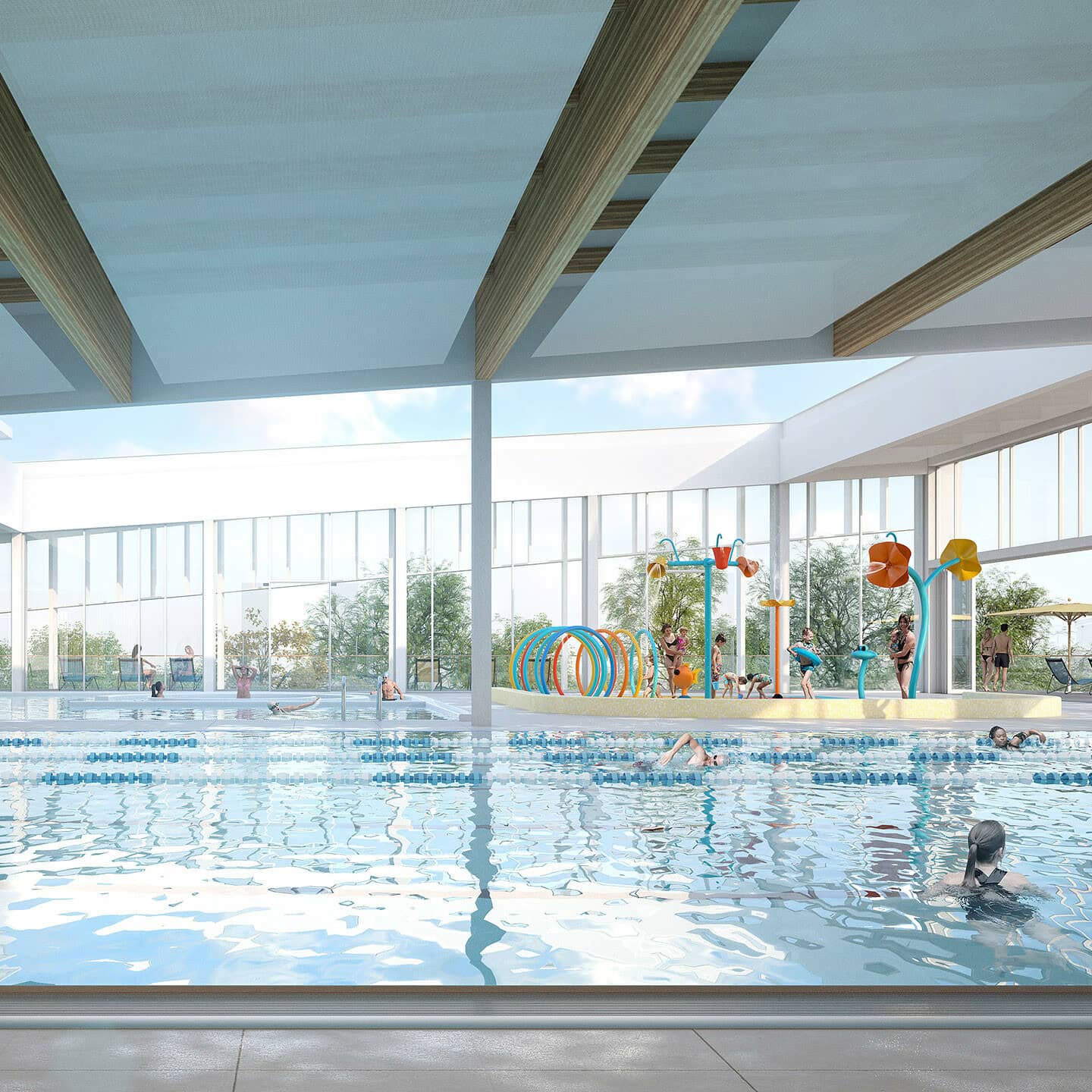 illuminens | perspective architecture 3D | image architecture | archiviz | centre aquatique lormont | coste architectures