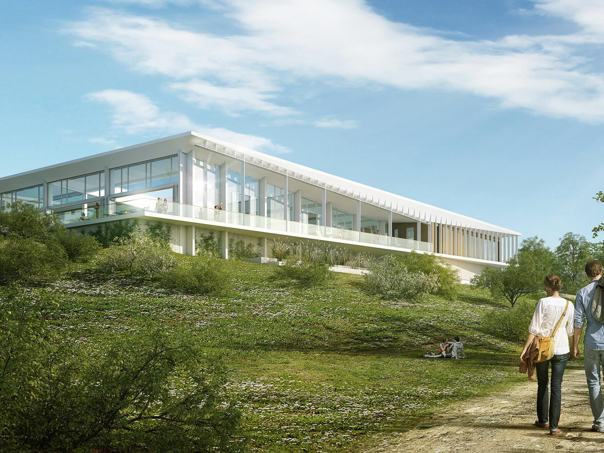 illuminens | archiviz | architectural visualization | architectural render | aquatic center | lormont | coste architectures