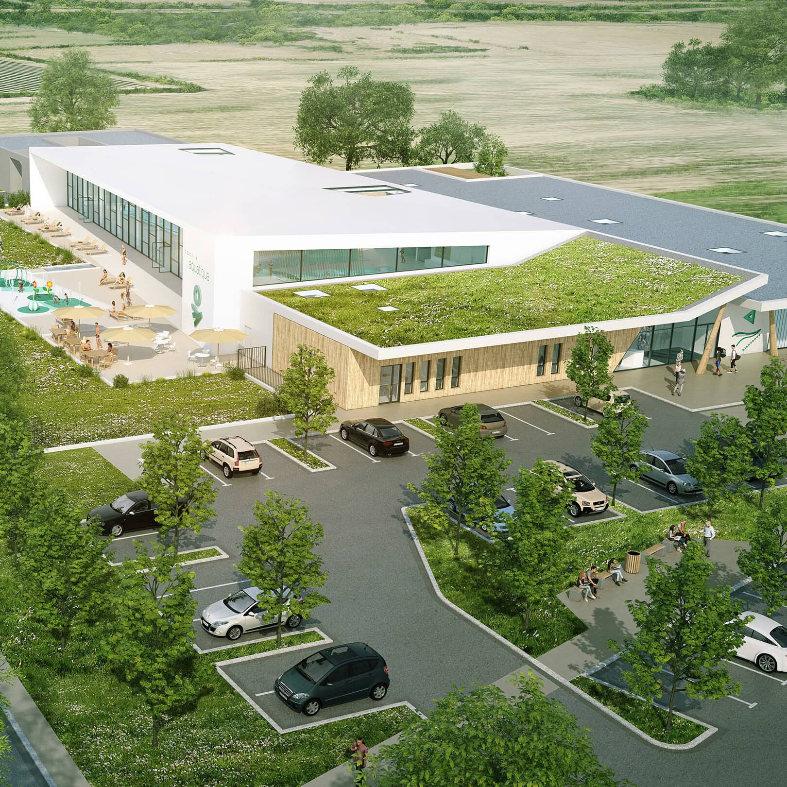 illuminens | perspective architecture 3D | image architecture | archiviz | centre aquatique mauges-sur-loire | coste architectures