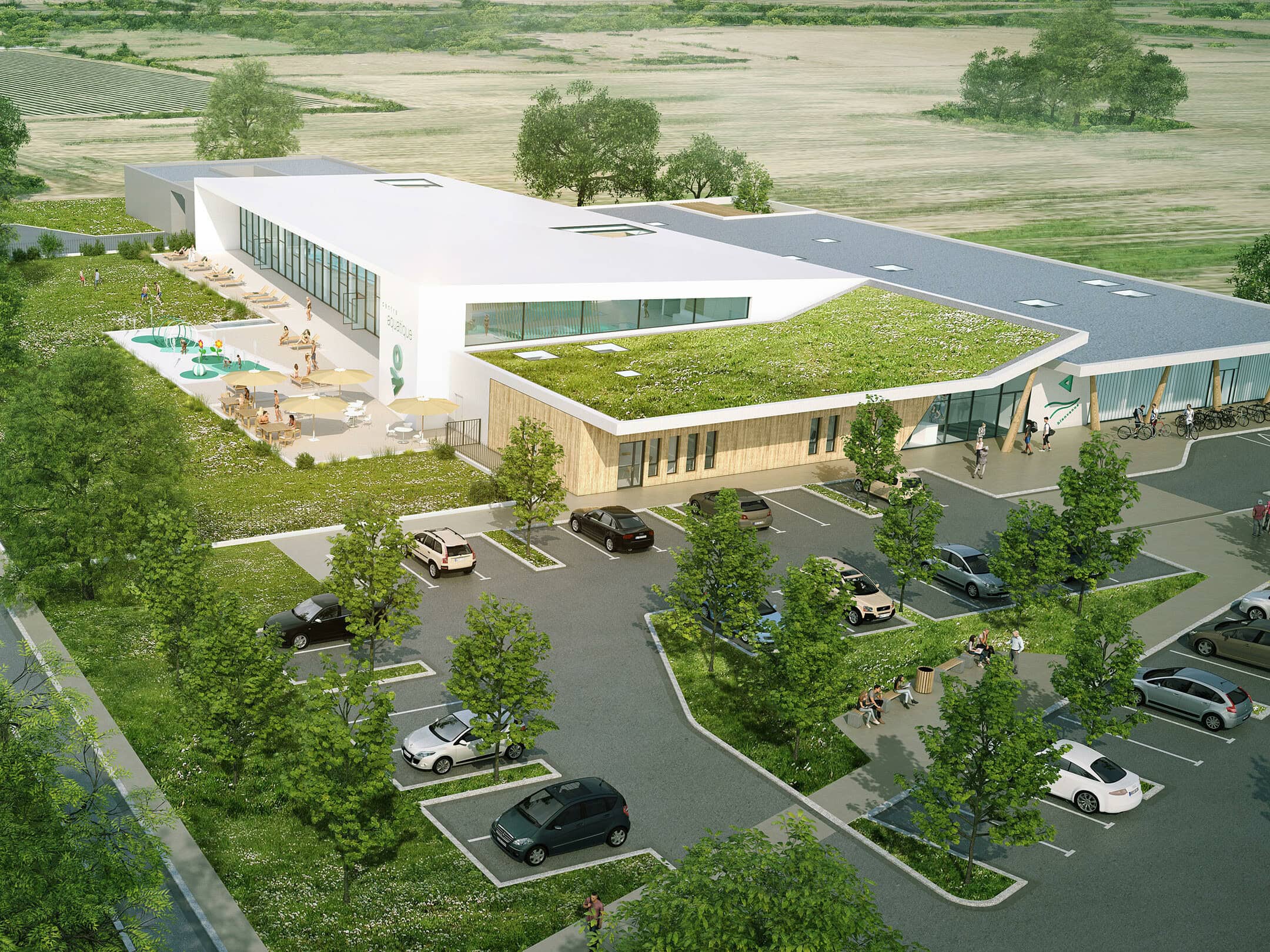 illuminens | archiviz | architectural visualization | architectural render | mauges-sur-loire aquatic center | coste architectures