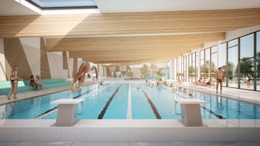 illuminens | architectural visualization | architectural render | archiviz | aquatic center mauges-sur-loire | coste architectures