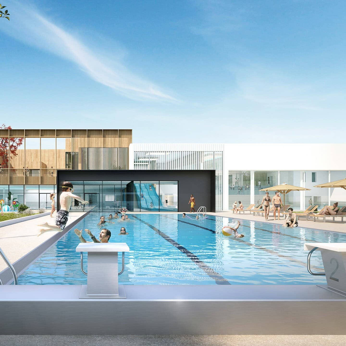 illuminens | perspective architecture 3D | image architecture | archiviz | centre aquatique castalia | maurepas | coste architectures