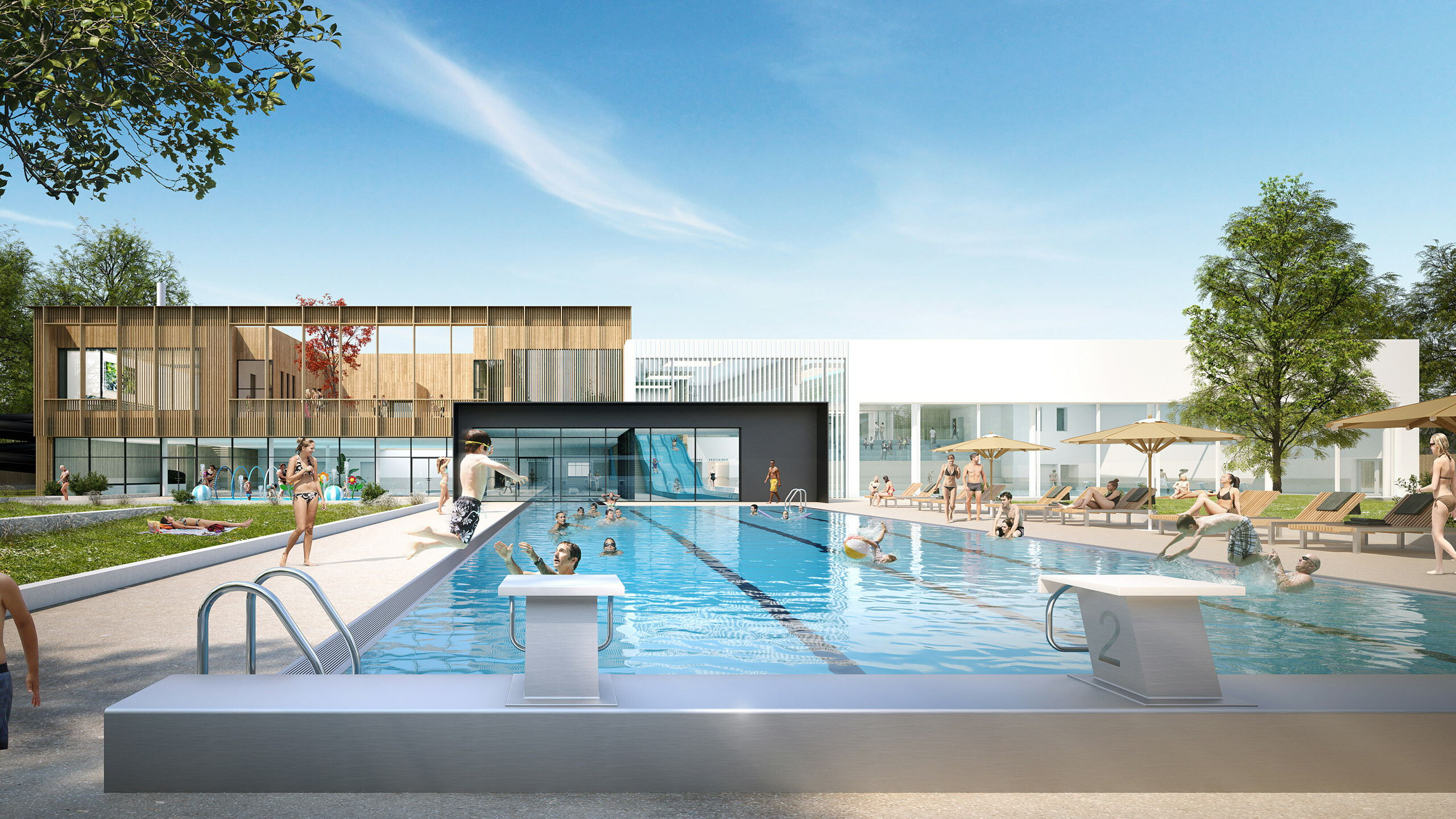 illuminens | perspective architecture 3D | image architecture | archiviz | centre aquatique castalia | maurepas | coste architectures