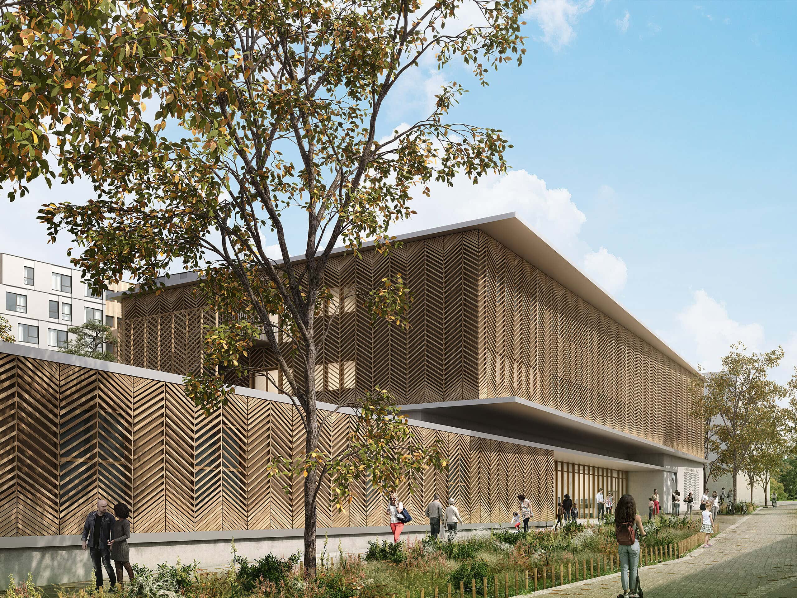 illuminens | archiviz | architectural visualization | architectural render | montpellier | school group and student residence port marianne | coste architectures