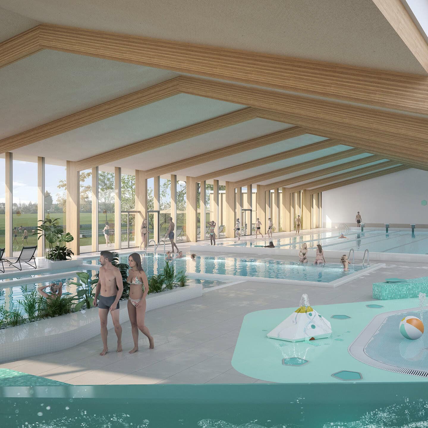 illuminens | perspective architecture 3D | image architecture | archiviz | piscine de roncq | coste architectures
