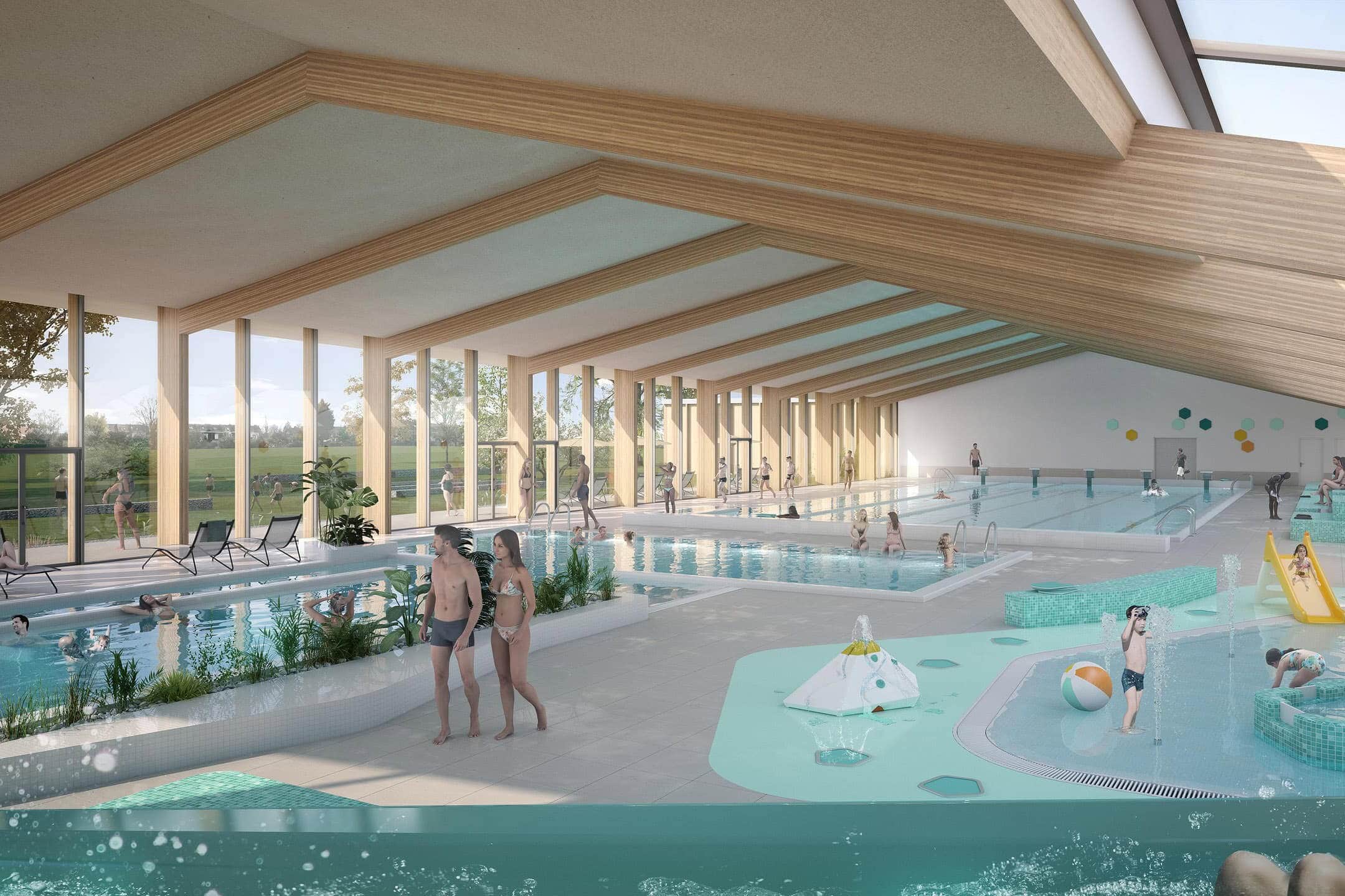 illuminens | archiviz | architectural visualization | architectural render | roncq family swimming pool | coste architectures