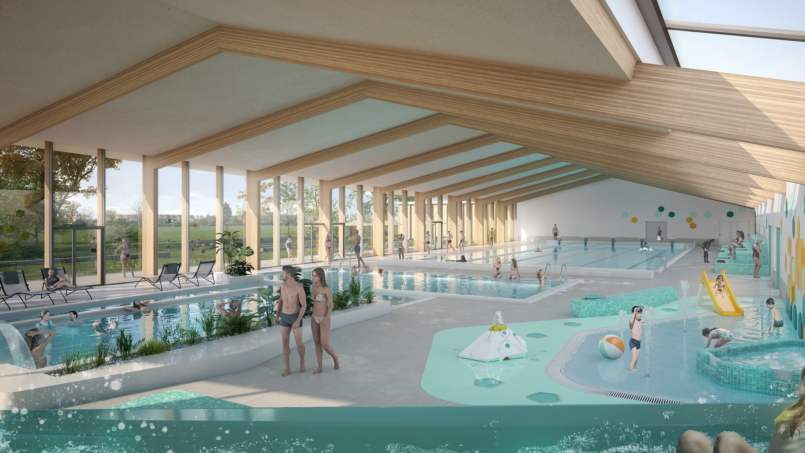 illuminens | perspective architecture 3D | image architecture | archiviz | piscine de roncq | coste architectures